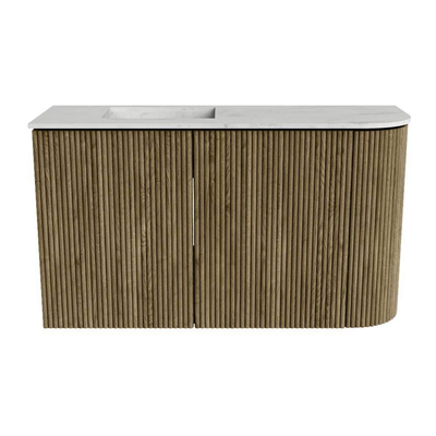 Mondiaz JOYA-DLUX 71.6cm toiletmeubel - ronding rechts kleur Dusk - Wastafel FAYE positie Links Zonder kraangat kleur Opalo.