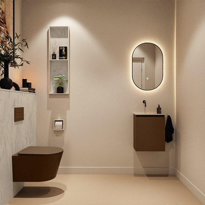 MONDIAZ TURE-DLUX 40cm toiletmeubel Rust. EDEN wastafel Opalo positie links. Zonder kraangat.