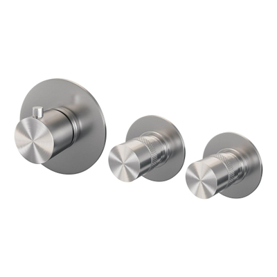 Brauer Brushed Edition Mitigeur baignoire encastrable avec bec déverseur 3 jets douchette et avec partie encastrable ColdStart Nickel brossé PVD