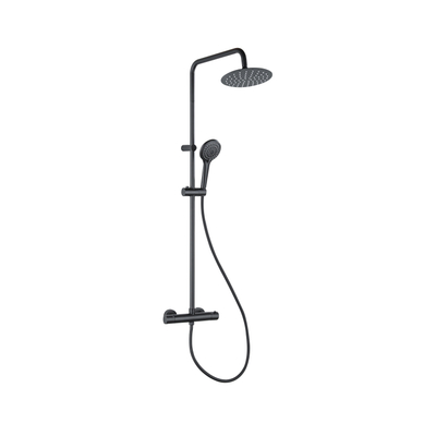 Adema Sparkle 2.0 regendoucheset – thermostatisch – Ø20 cm hoofddouche – handdouche – glijstang 114,5 cm – zwart mat