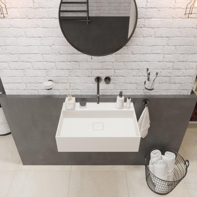 Ideavit SolidBliss Wastafel 60x40x16cm 0 kraangaten Solid surface mat wit