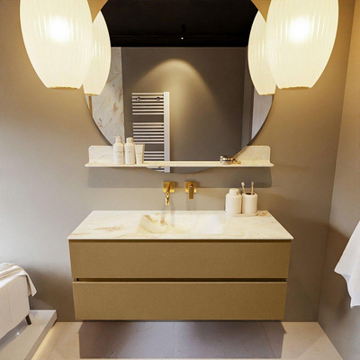 Mondiaz VICA-DLUX Ensemble de meuble de salle de bain - 120cm - meuble sous-vasque oro - 2 tiroirs - lavabo encastré cloud milieu - sans trous de robinet - version haute de 60cm - frape