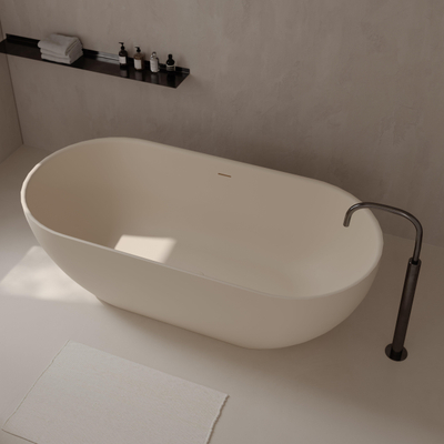 Ideavit Solidera Baignoire autoportante - 170x80x55 - solid surface - ovale - pieds réglables - crème mat