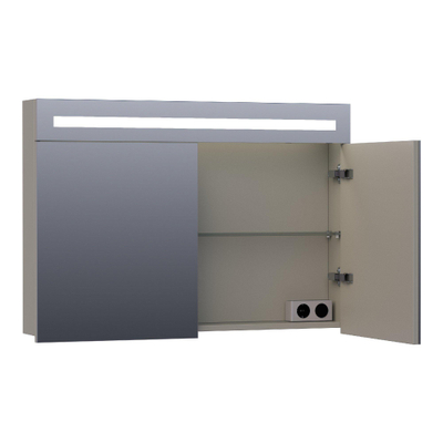 BRAUER 2.0 Spiegelkast - 100x70x15cm - verlichting geintegreerd - 2 links- en rechtsdraaiende spiegeldeuren - MDF - mat taupe