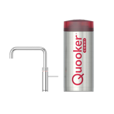 Quooker Fusion Square kokendwaterkraan - draaibare uitloop - Combi reservoir - Warm / kokend water - Chroom