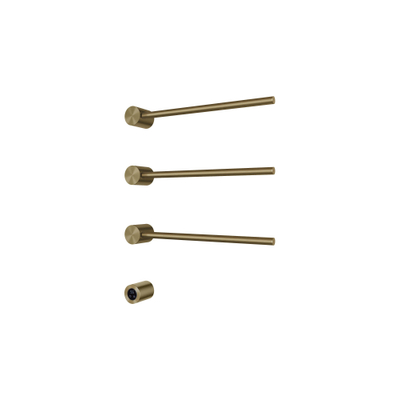 Hotbath &MORE Handdoekradiator - 50x57cm - rond - 3 stangen - horizontaal - met schakelaar - PVD - geborsteld messing (goud)
