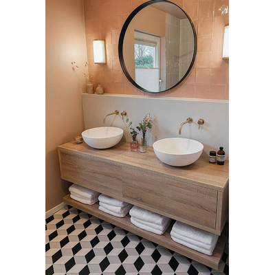 HR badmeubelen Momentum Meuble sous-lavabo - 160x45x35cm - 2 tiroirs - sans poignées - push to open - chêne gris