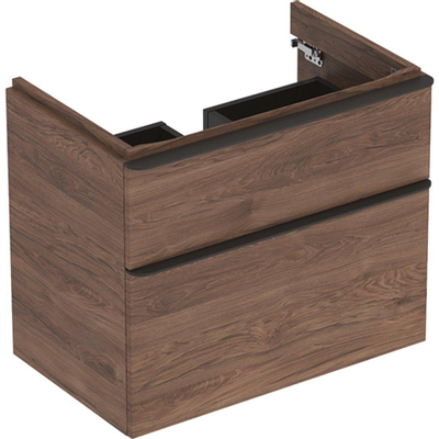 Geberit Smyle meuble sous-vasque carré avec 2 tiroirs 73,4x61,7x47cm noyer