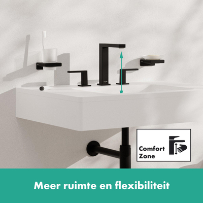 Hansgrohe Tecturis E 3-gats wastafelkraan - 150 met PushOpen - waste set - mat zwart