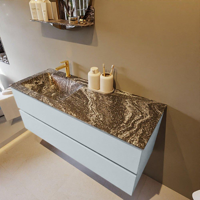 Mondiaz VICA-DLUX Ensemble de meuble de salle de bain - 120cm - meuble sous-vasque argile - 2 tiroirs - lavabo encastré nuage gauche - 1 trou de robinet - version haute 60cm - lave