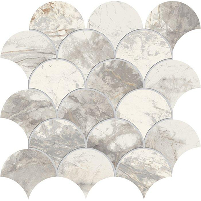 Terravito Bezino carreau mural - 30x30cm - 10mm - Écaille de poisson - Aspect marbre - Blanc mat