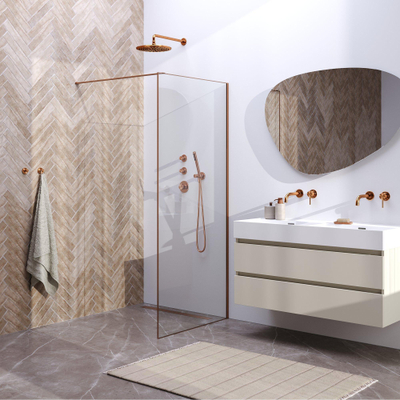 BRAUER Season Inloopdouche helder glas met frame 90x200cm - koper geborsteld