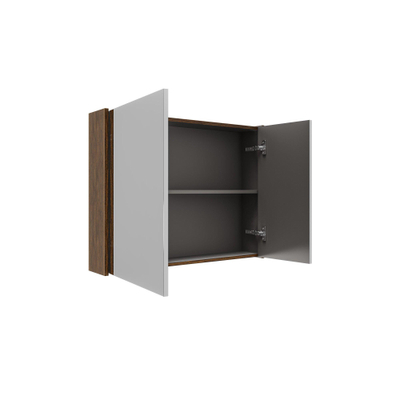 Saniclass Holz Frame Armoire miroir - 80x63x16cm - incluant panneaux latéraux - Walnut pure