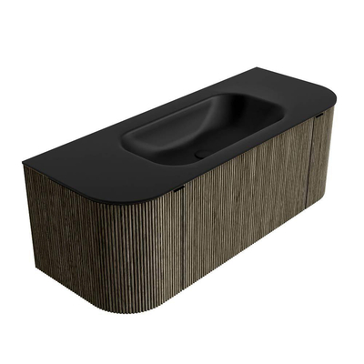 Mondiaz KURVE Ensemble de meuble salle de bain - 120x46x40cm - 1 tiroir - 2 portes - lavabo en solid surface - milieu - sans trou de robinet - Shadow