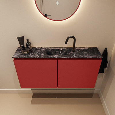 MONDIAZ TURE-DLUX Meuble toilette - 100cm - Fire - EDEN - vasque Lava - position centrale - 1 trou de robinet