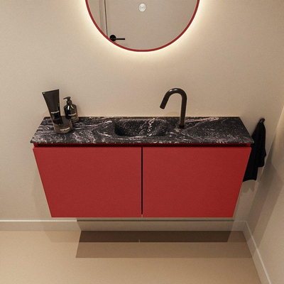 MONDIAZ TURE-DLUX Meuble WC 100 cm Fire. EDEN lavabo Lava position milieu. Avec 1 trou de robinet.