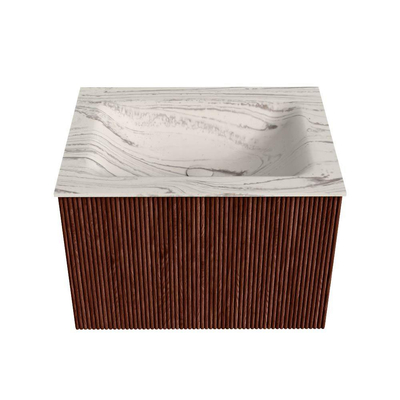 MONDIAZ KURVE-DLUX Meuble de salle de bains 60cm couleur Ruby avec 1 tiroir et 0 portes. Lavabo CLOUD Central 1 trou de robinet Nata.