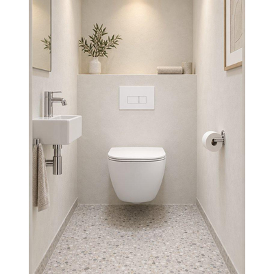 QeramiQ Dely Swirl Compact Ensemble WC - réservoir encastré QeramiQ flush - abattant fin - plaque de commande en plastique blanc brillant - boutons rectangulaires - blanc mat