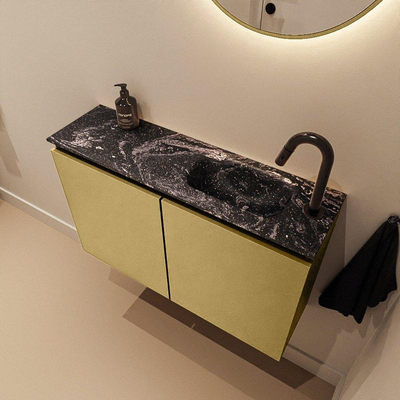 MONDIAZ TURE-DLUX Meuble WC 80 cm Oro. EDEN lavabo Lava position à droite. Avec 1 trou de robinet.
