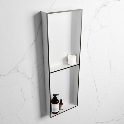 Mondiaz Easy nis 29.5x149.5x8cm voor Inbouw/opbouw 2 open vakken Solid surface Talc/Urban