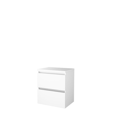 Basic-Line Start 46 ensemble de meubles de salle de bain 60x46cm sans poignée 2 tiroirs plan vasque mdf laqué blanc glacier