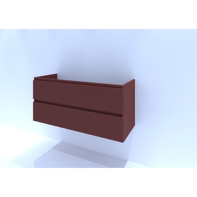 HR badmeubelen Infinity Meuble sous-vasque - 120x44.8x55cm - façade 3D - 2 tiroirs - sans poignée - découpe de siphon simple terra mat