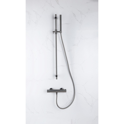 FugaFlow Eccelente Sobrado Ensemble de douche barre curseur avec douchette stick, flexible lisse et robinet de douche Gunmetal PVD