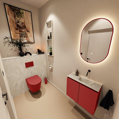 MONDIAZ TURE-DLUX 60cm toiletmeubel Fire. EDEN wastafel Ostra positie rechts. Zonder kraangat.