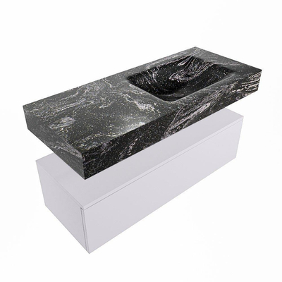 Mondiaz ALAN-DLUX Ensemble de meuble - 110cm - meuble Cale mat - 1 tiroir - Lavabo Cloud Lava suspendu - vasque Droite - 1 trou de robinet