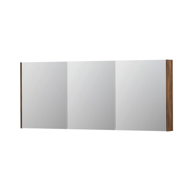 INK SPK2 spiegelkast – 180x74x14 cm – 3 deuren, dubbelzijdige spiegeldeuren – Noten mat