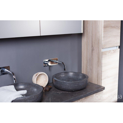 Forzalaqua Oslo meuble de salle de bain 35x35x166cm Sans poignée 2 portes battantes à gauche et à droite avec fermeture douce MDF Endgrain Brut DESTOCKAGE