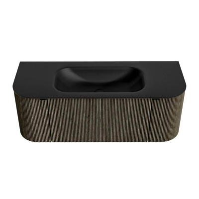Mondiaz KURVE Ensemble de meuble de salle de bains - 120x46x40cm - 1 tiroir - 2 portes - lavabo solid surface - central - sans trou de robinet - Shadow