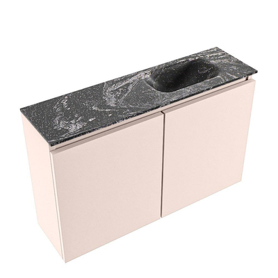 MONDIAZ TURE-DLUX 80cm toiletmeubel Rosee. EDEN wastafel Lava positie rechts. Zonder kraangat.
