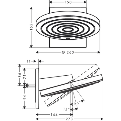 Hansgrohe Pulsify S tête de douche 260 2jet EcoSmart raccord mural chrome