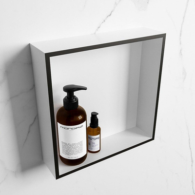 Mondiaz Easy nis 29.5x29.5x8cm voor Inbouw/opbouw 1 open vak Solid surface Talc/Urban