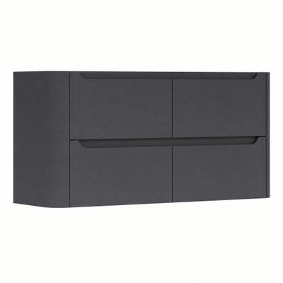 H&R Badmeubelen Juice Wastafelonderkast - 120x45x50cm - linkerhoek afgerond - 4 lades - geïntegreerde greep - antraciet mat