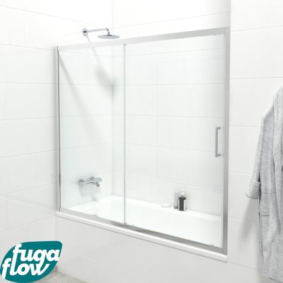 FugaFlow Efficiente Vetro Pare-baignoire - porte coulissante 2 pièces - 170x150cm - verre de sécurité 6mm - anti-calcaire - chrome