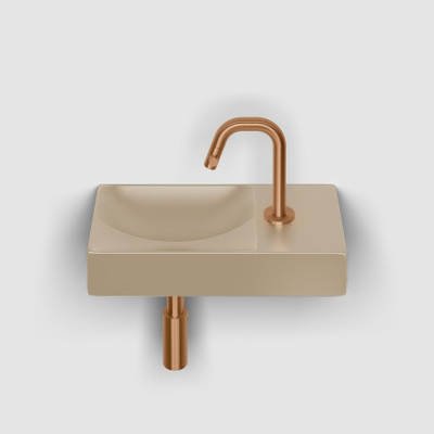 Clou Vale lave-mains 38 cm avec trou de robinet à droite mat moutarde céramique