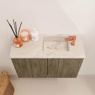 Mondiaz JOYA-DLUX 60cm meuble de salle de bains sous lavabo - couleur Dusk - Vasque FAYE position Droite 1 trou de robinet couleur Frappe.