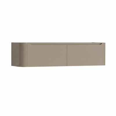 H&R Badmeubelen Juice Wastafelonderkast - 160x45x40cm - linkerhoek afgerond - 2 lades - geïntegreerde greep - olive