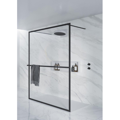 Riho Lucid GD402 Douche à l'italienne 120x200cm avec porte-servietes cadre Noir mat