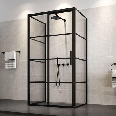 Sealskin Soho Porte de douche coulissante gauche 140x210cm pour niche profilé noir mat et verre clair