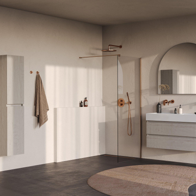 BRAUER Oblivion Inloopdouche - 80x200cm - glascoating - helder glas - geborsteld koper PVD