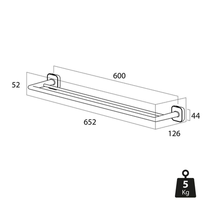 Tiger Carv Porte-serviettes double 65,2 cm Noir