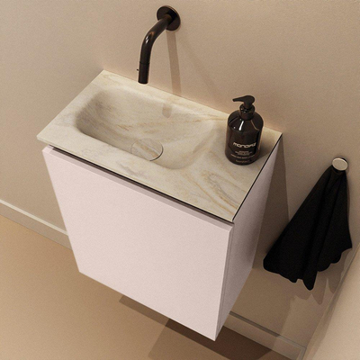 MONDIAZ TURE-DLUX 40cm toiletmeubel Rosee. EDEN wastafel Ostra positie links. Zonder kraangat.