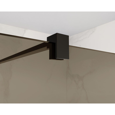 FortiFura Galeria inloopdouche - 180x200cm - rookglas - wandarm - mat zwart