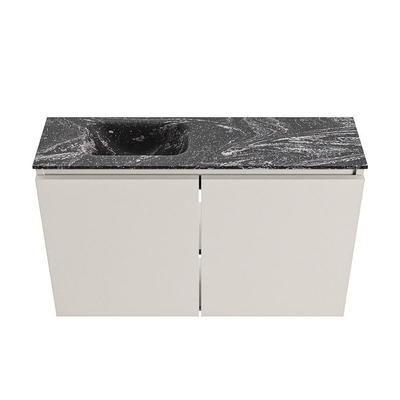 MONDIAZ TURE-DLUX 80cm meuble WC Linen. EDEN lavabo Lava position gauche. Sans trou de robinet.