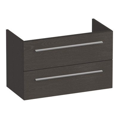 BRAUER Trust meuble sous-lavabo peu profond 80 sans poignées rapportées 2 tiroirs softclose et 1 découpe pour siphon - Timber Anthracite