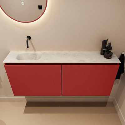 MONDIAZ TURE-DLUX 120cm toiletmeubel Fire. EDEN wastafel Opalo positie links. Zonder kraangat.