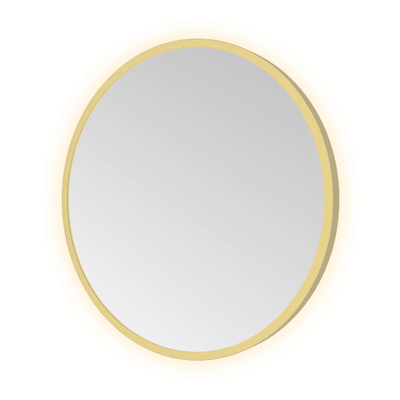 Hotbath &MORE Spiegel in aluminium frame / round - diameter 40cm - inclusief indirect LED - color changing - dimbaar - dottless - met afstandsbediening - PVD - geborsteld messing goud